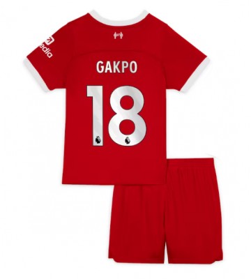 Liverpool Cody Gakpo #18 Replica Home Stadium Kit for Kids 2023-24 Short Sleeve (+ pants)